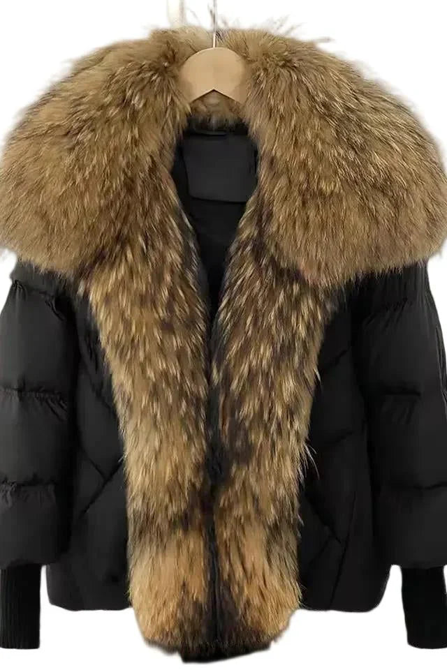 Luxus Jacke mit Kunstpelzkragen