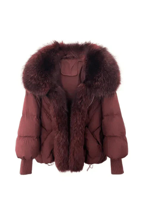 Luxus Jacke mit Kunstpelzkragen