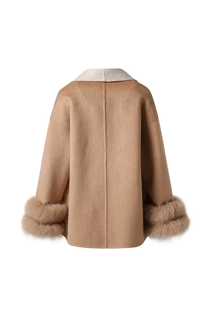 Aurora Wool Coat – Faux Fur Cuffs